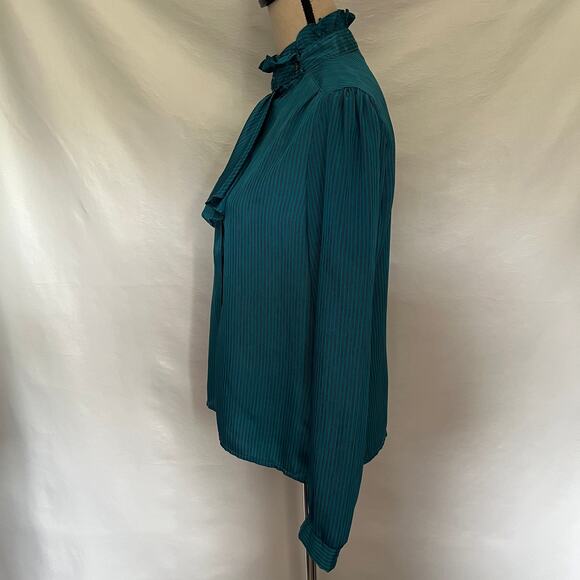 Vtg 80s Jonathan Martin Ruffle Neck Womens Top Sz 11/12 Coquette Secretary Retro - Picture 6 of 13